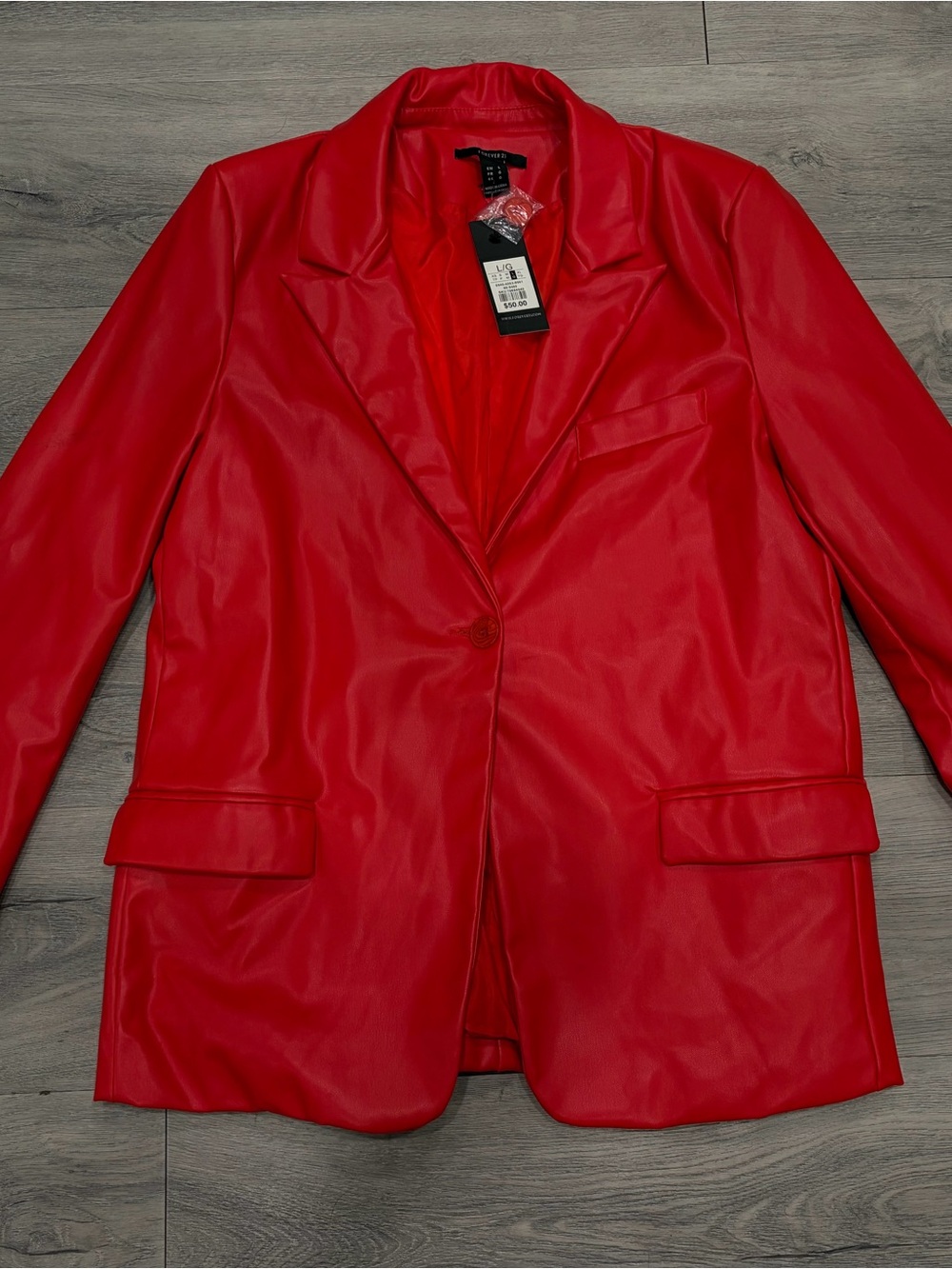 Forever 21 Red Faux Leather Blazer